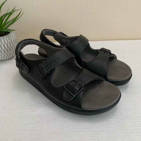SAS Black Leather Relaxed Heel Strap Sandals Woman’s 11.5N(Narrow) - Picture 3 of 13